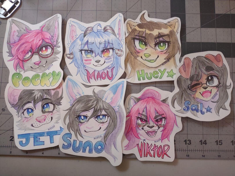 A set of watercolor badges