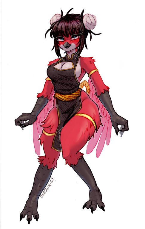 Colored Sketch of a red bird Colored Sketch of a red bird