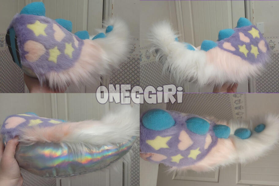 pastel furry dragon tail with blue spikes