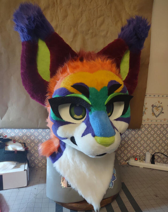 Rainbow Lynx Fursuit Head (Furlandia 2025 Premade) Rainbow Lynx Fursuit Head (Furlandia 2025 Premade)