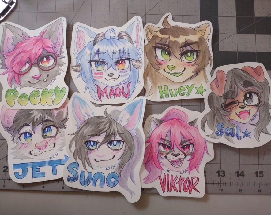 Example of watercolor badges