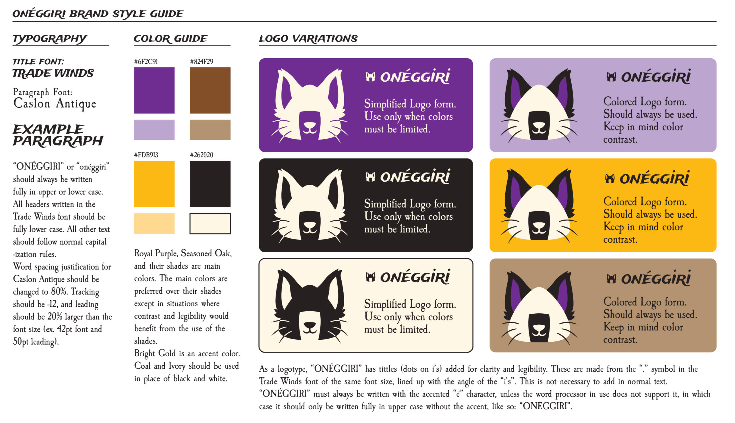 ONÉGGIRI BRAND STYLE GUIDE